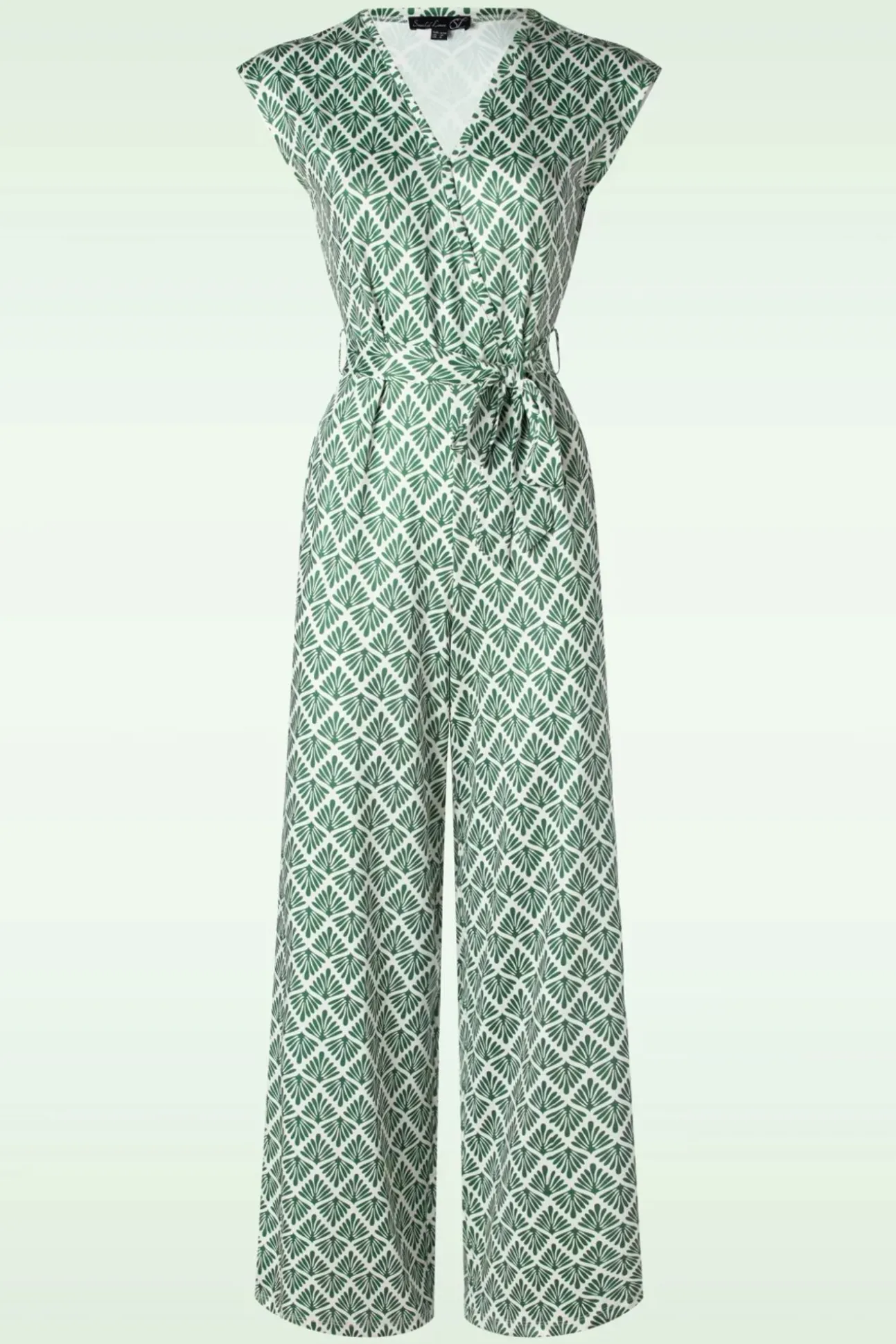 Adeline Jumpsuit In Legergroen En Gebroken Wit