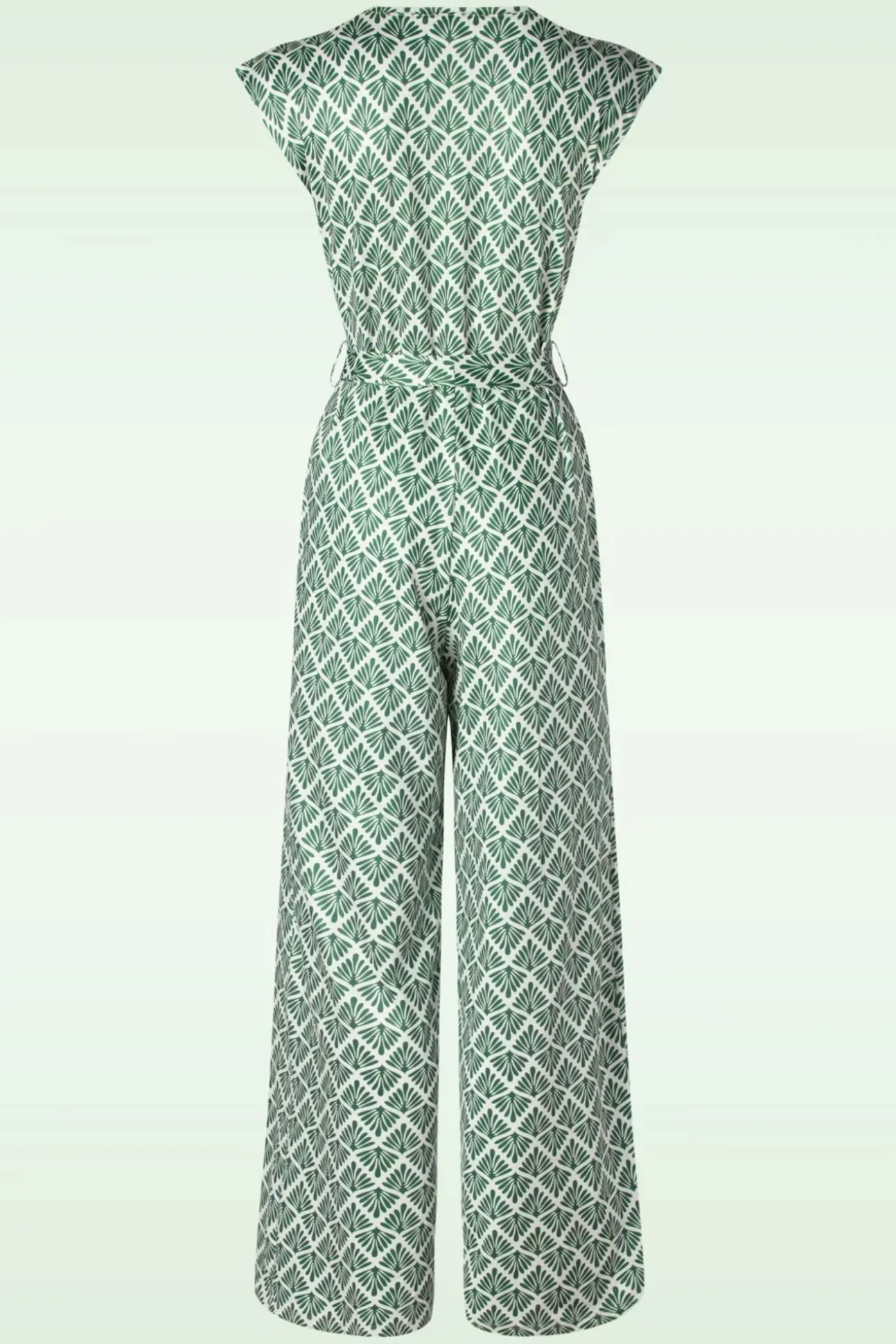 Adeline Jumpsuit In Legergroen En Gebroken Wit