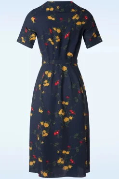 Alberta Bloom Floral Jurk In Marineblauw