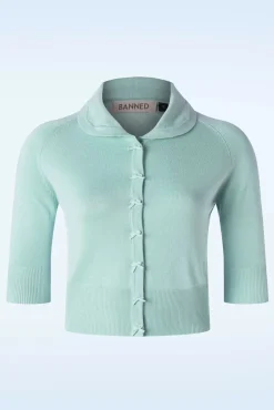 April Cardigan Met Korte Mouwen In Aqua Blauw