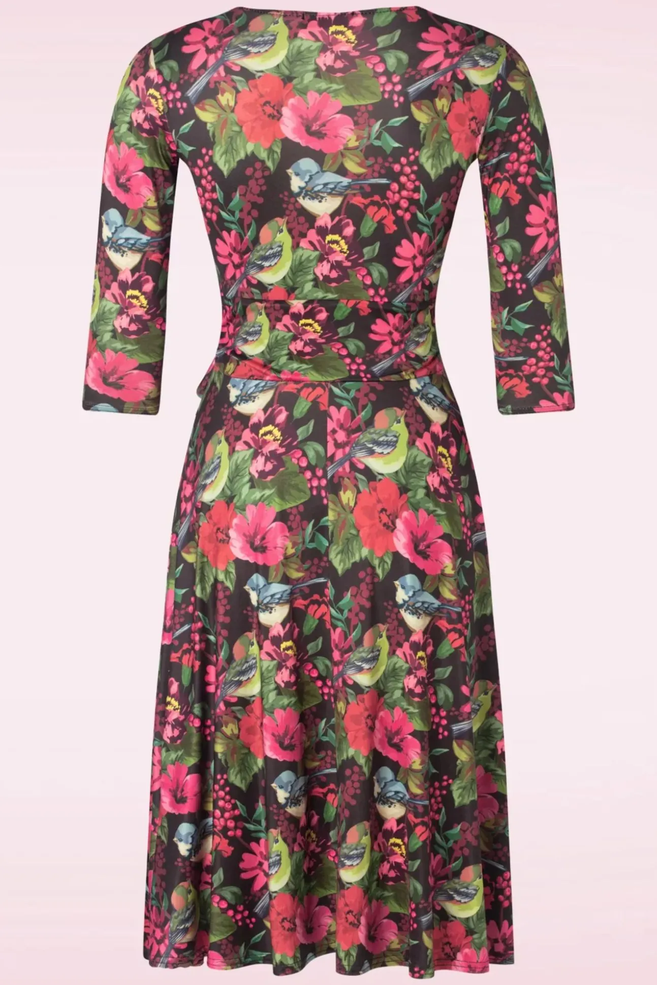 Aria Floral Bird Print Swing Jurk In Zwart