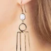 Art Deco Festive Oorbellen In Goud En Maansteen Wit