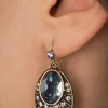 Art Deco Ovale Oorbellen In Blauw