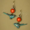 Birdie Vergulde Oorbellen In Blauw En Rood