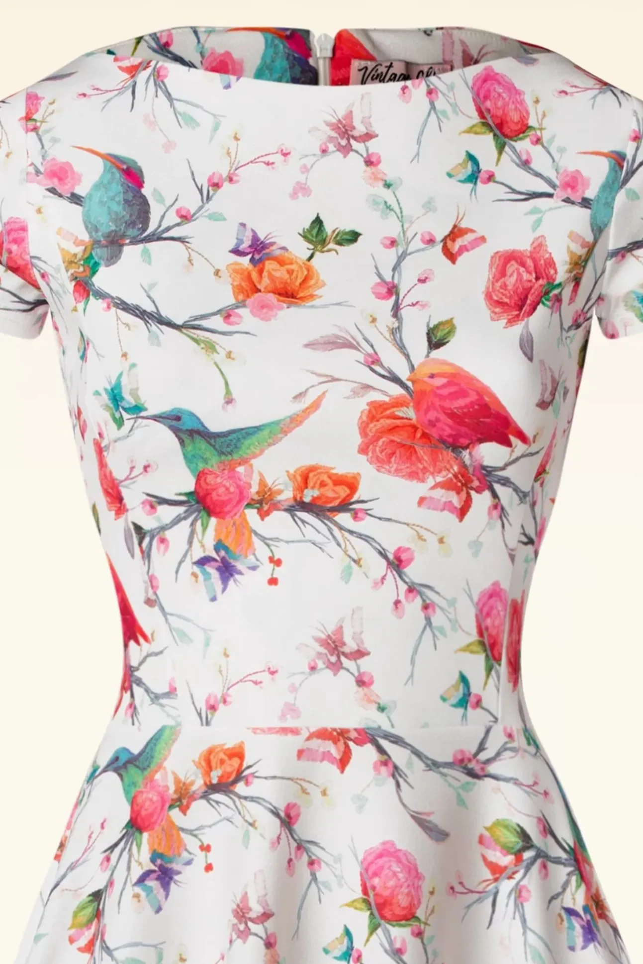 Blythe Birds Swing Jurk In Wit