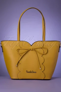 Bow Front Geschulpte Shopper Tas Mosterd Geel