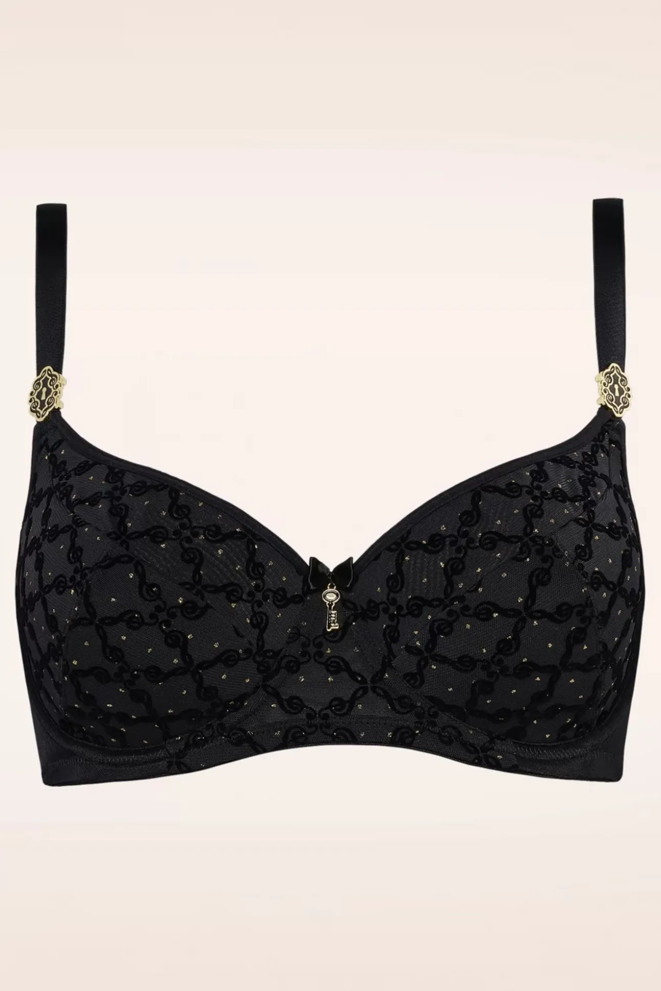 Calliope Balconette Bh In Zwart En Goud Print