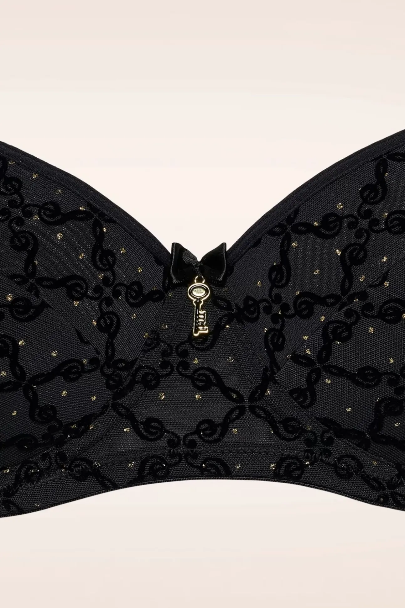 Calliope Balconette Bh In Zwart En Goud Print