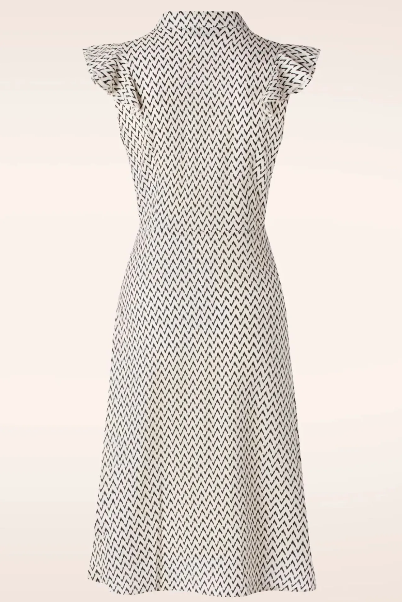 Crepe Flare Jurk In Creme