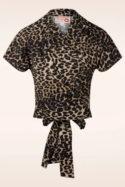 Darla Wikkelblouse Met Korte Mouwen In Luipaard