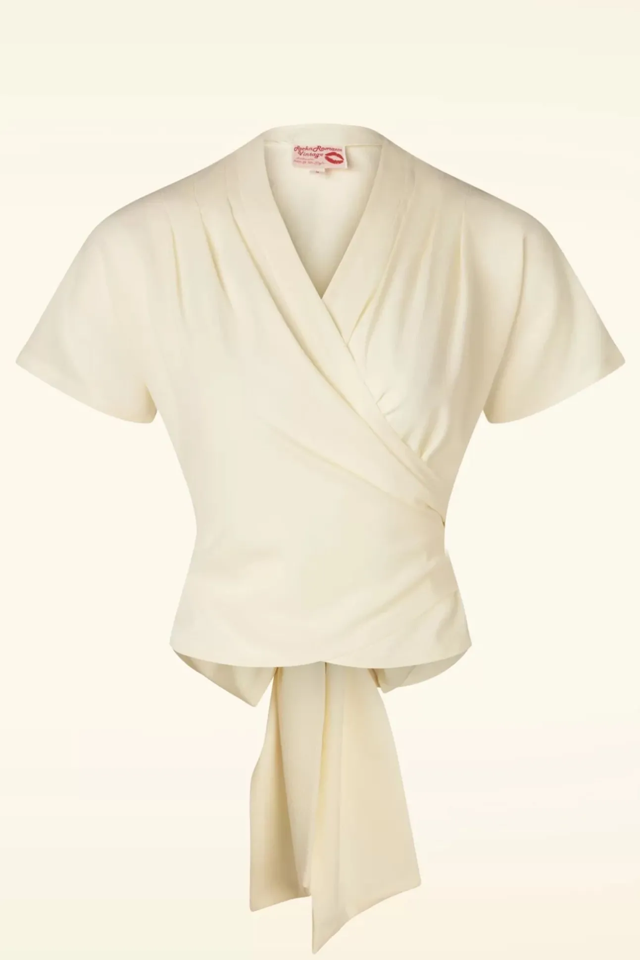 Darla Wikkelblouse Met Korte Mouwen In Antiek Wit
