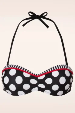 Debra Halterbikinitop Met Polkadotstrepen In Zwart En Wit