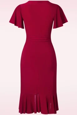 Desiree Pencil Jurk In Rood