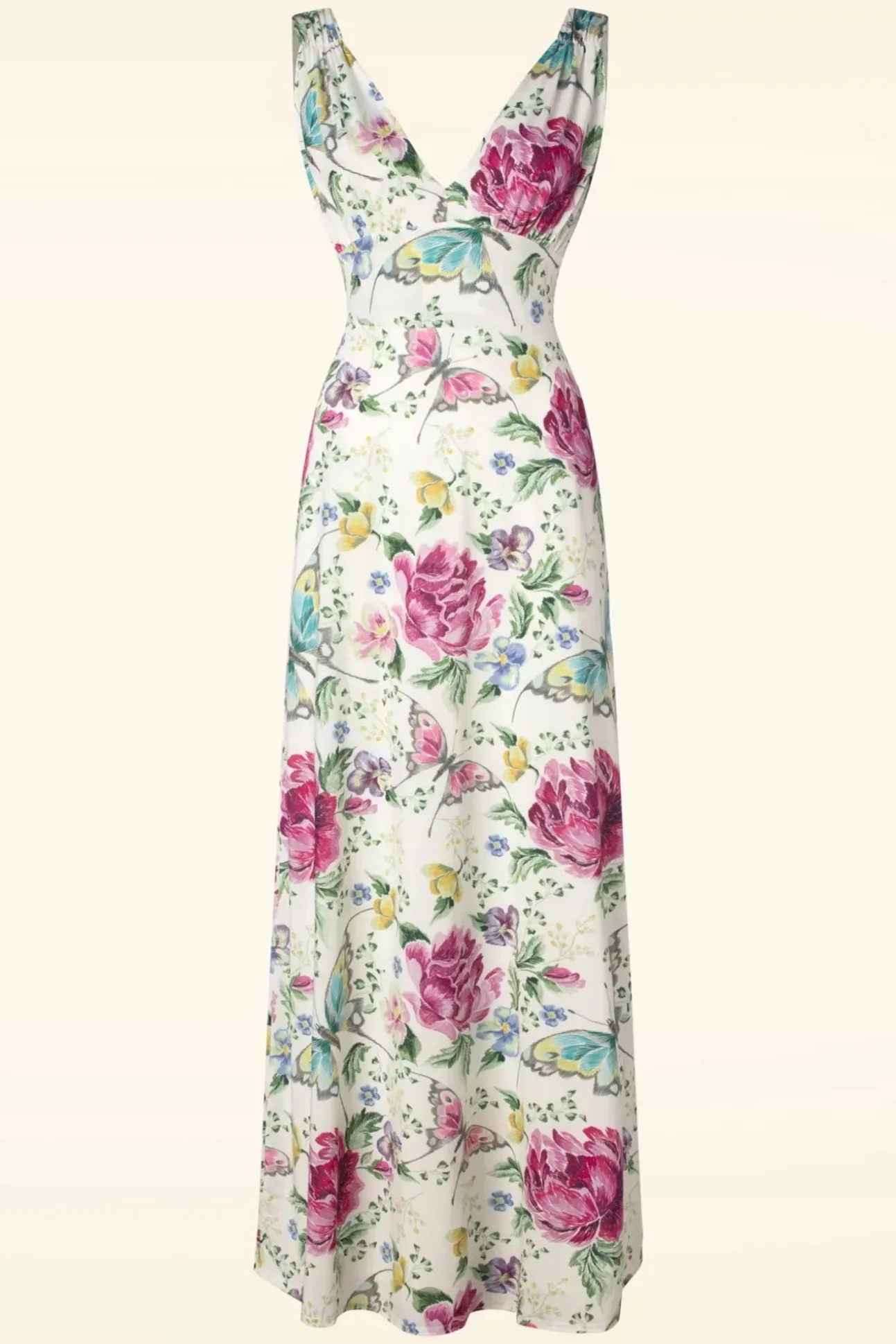 Deveny Floral Maxi Jurk In Gebroken Wit