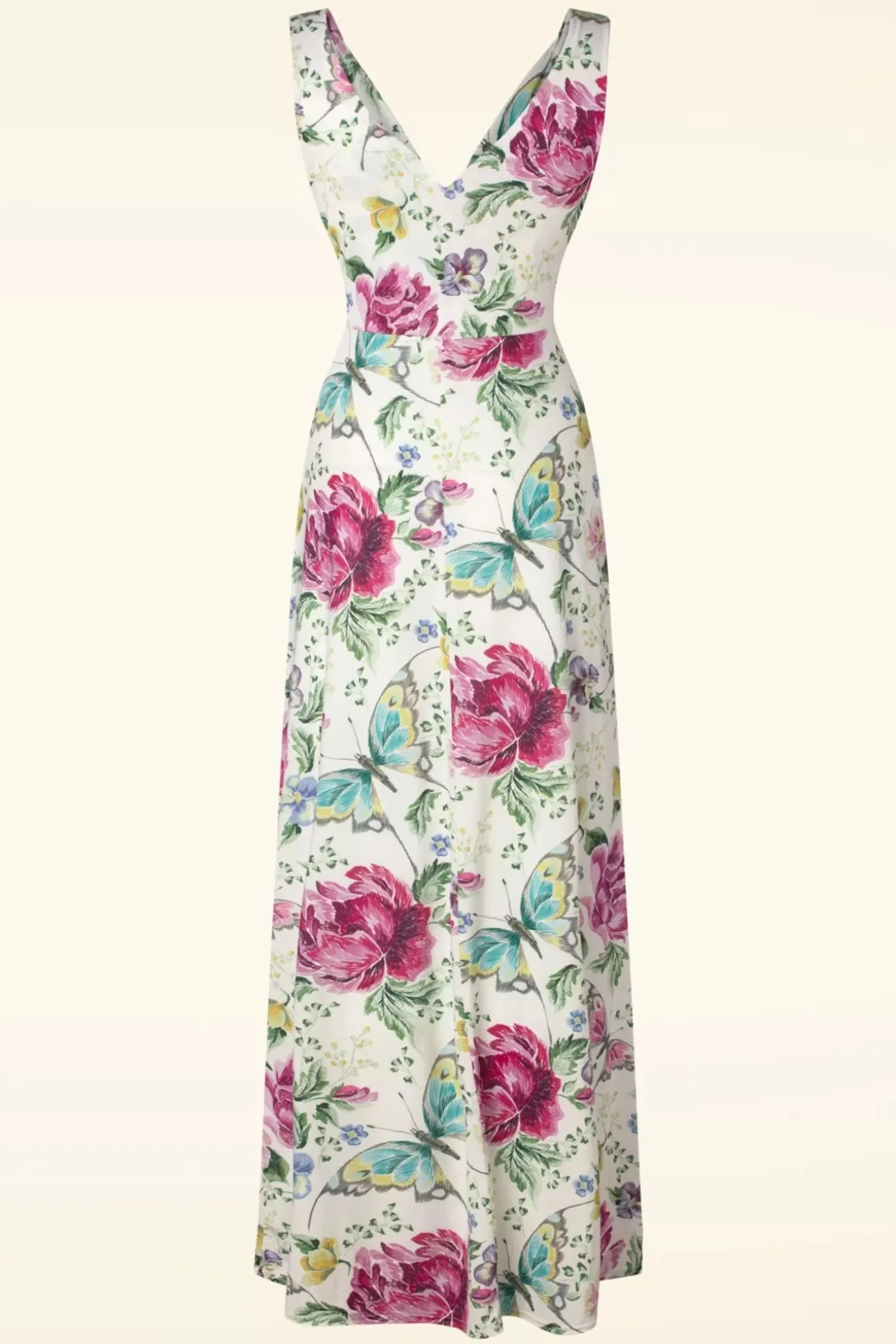 Deveny Floral Maxi Jurk In Gebroken Wit