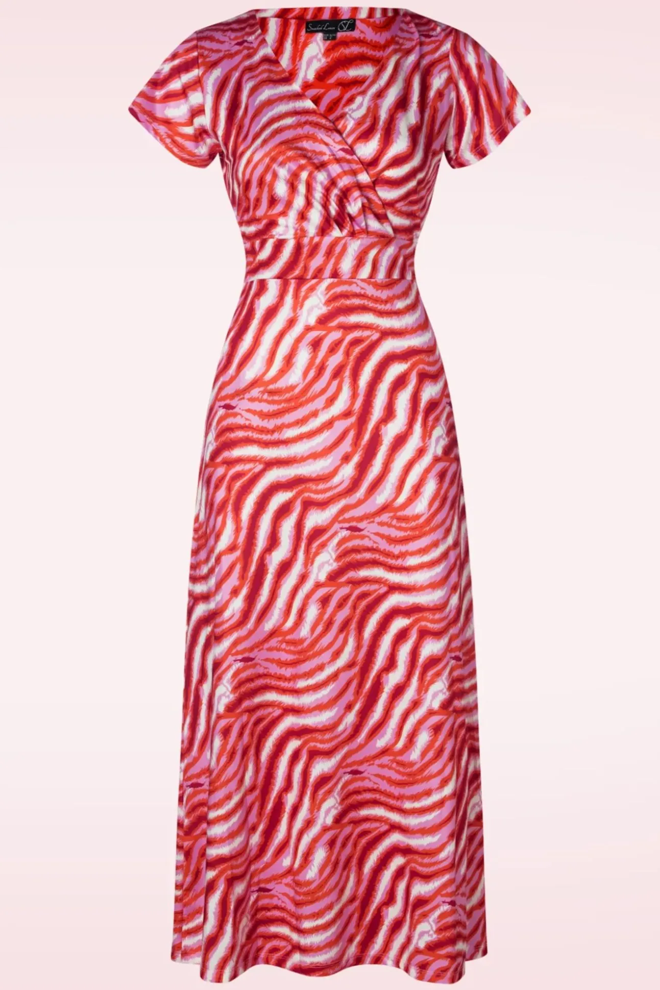 Elena Maxi Jurk In Roze En Rood