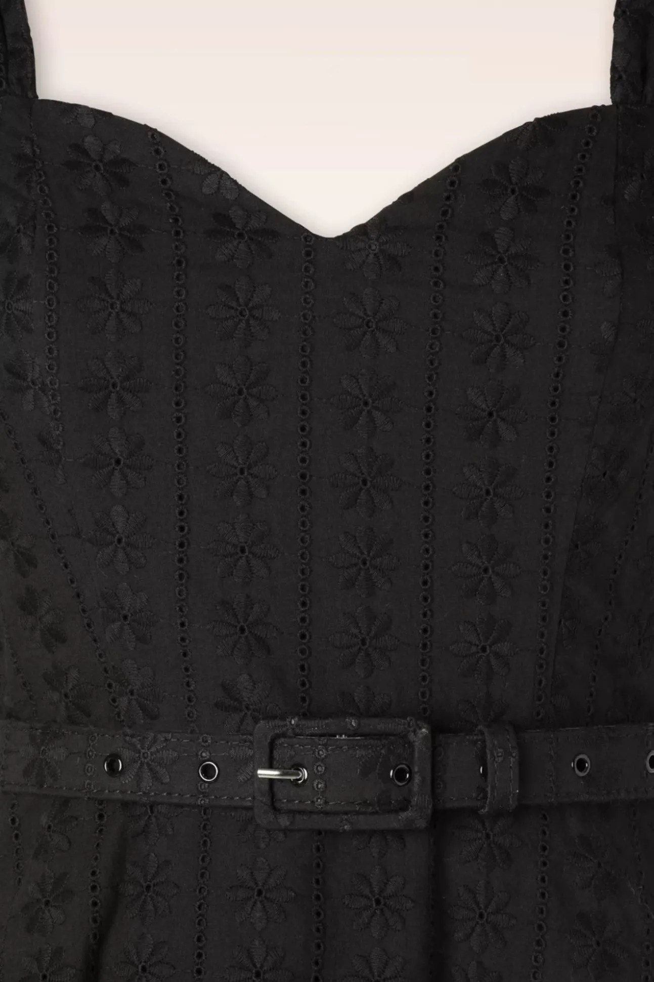 Embroidery Summer Flare Jurk In Zwart