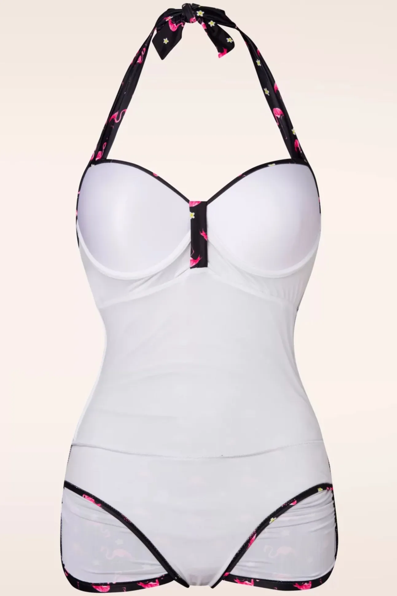 Flamingo Badpak In Zwart En Roze