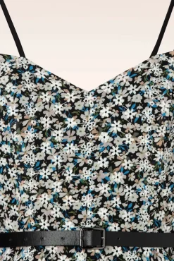 Geborduurde Bloemen Swingjurk In Zwart