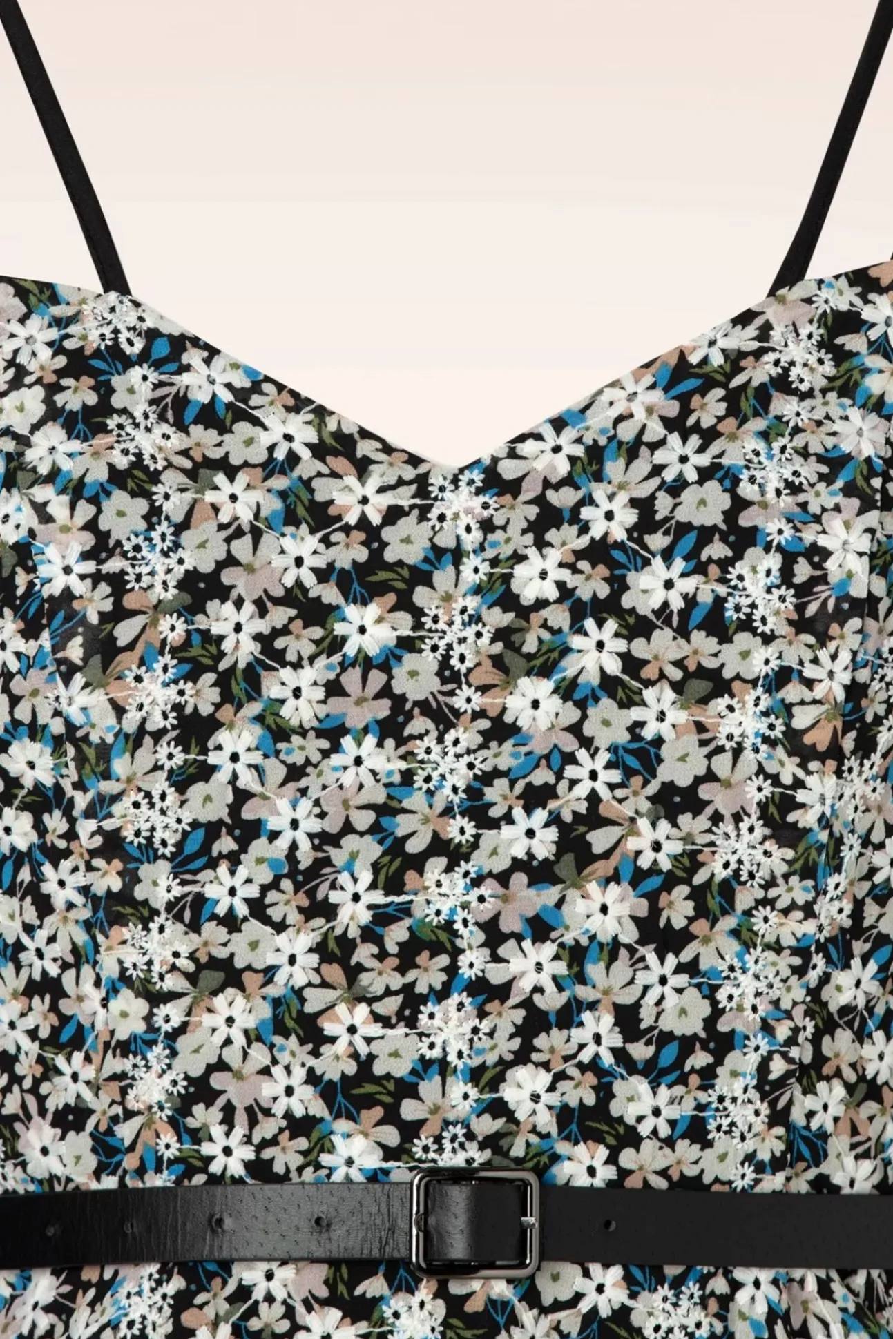 Geborduurde Bloemen Swingjurk In Zwart
