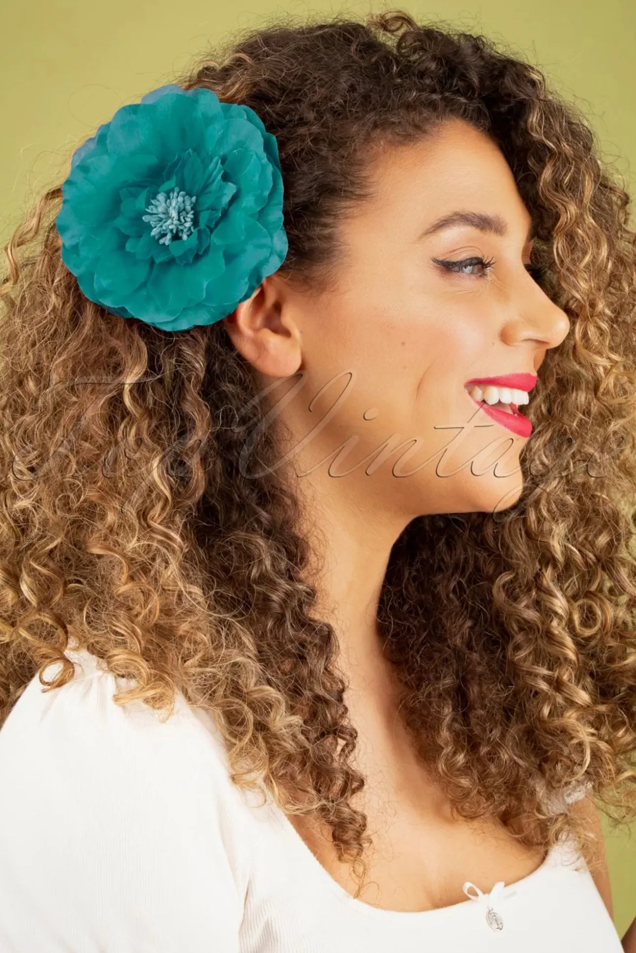 Grote Bloemcorsage In Turkoois