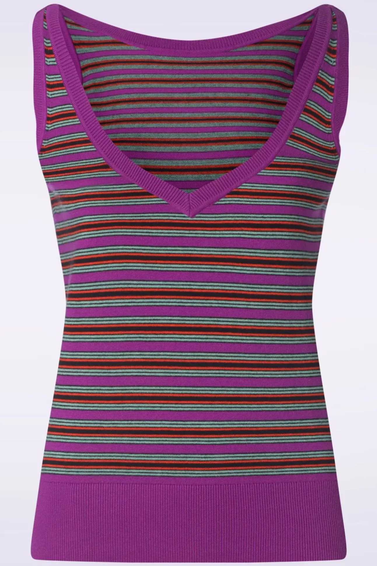 Hazel Bee Stripe Top In Sparkling Paars