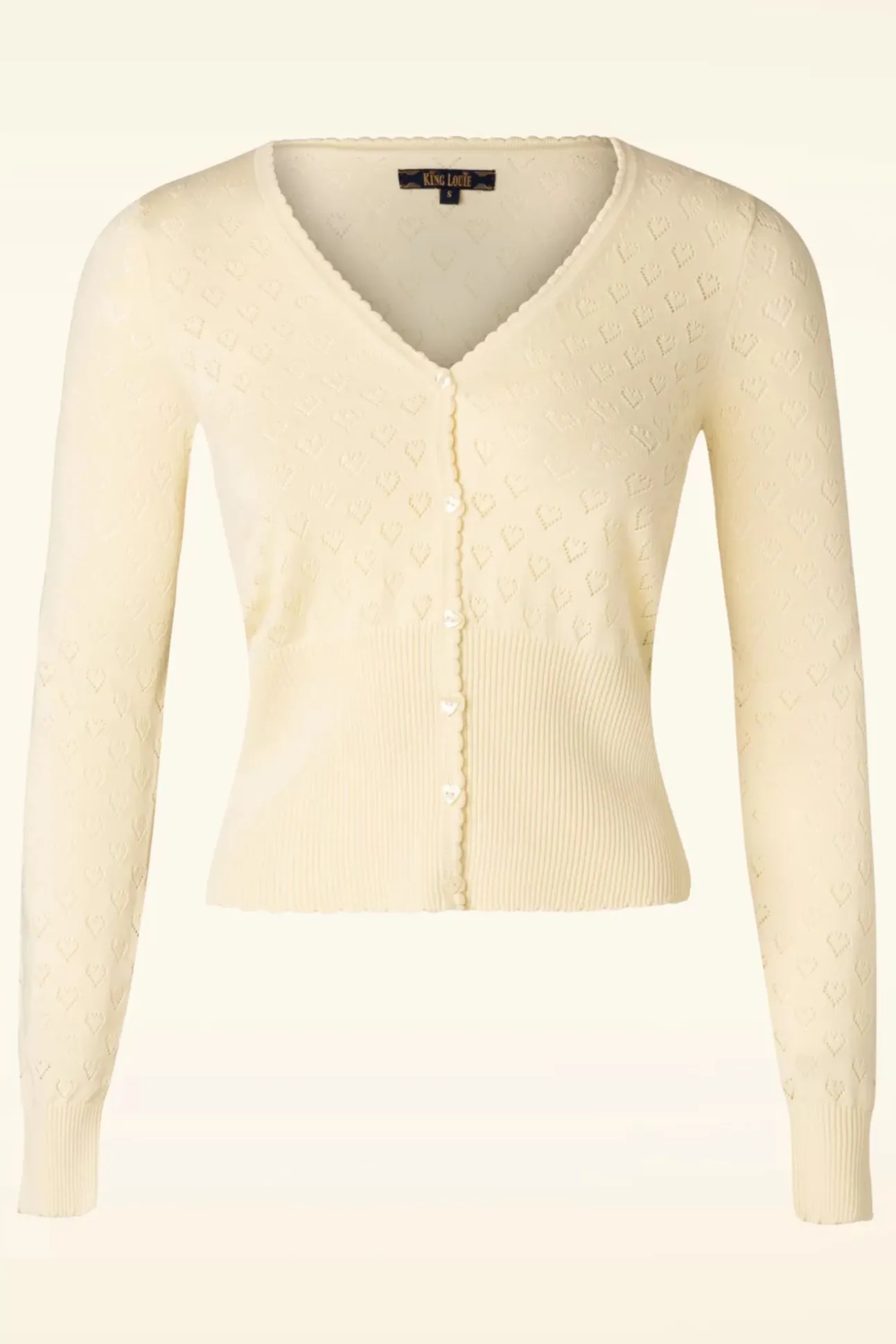 Heart Ajour Vest In Creme