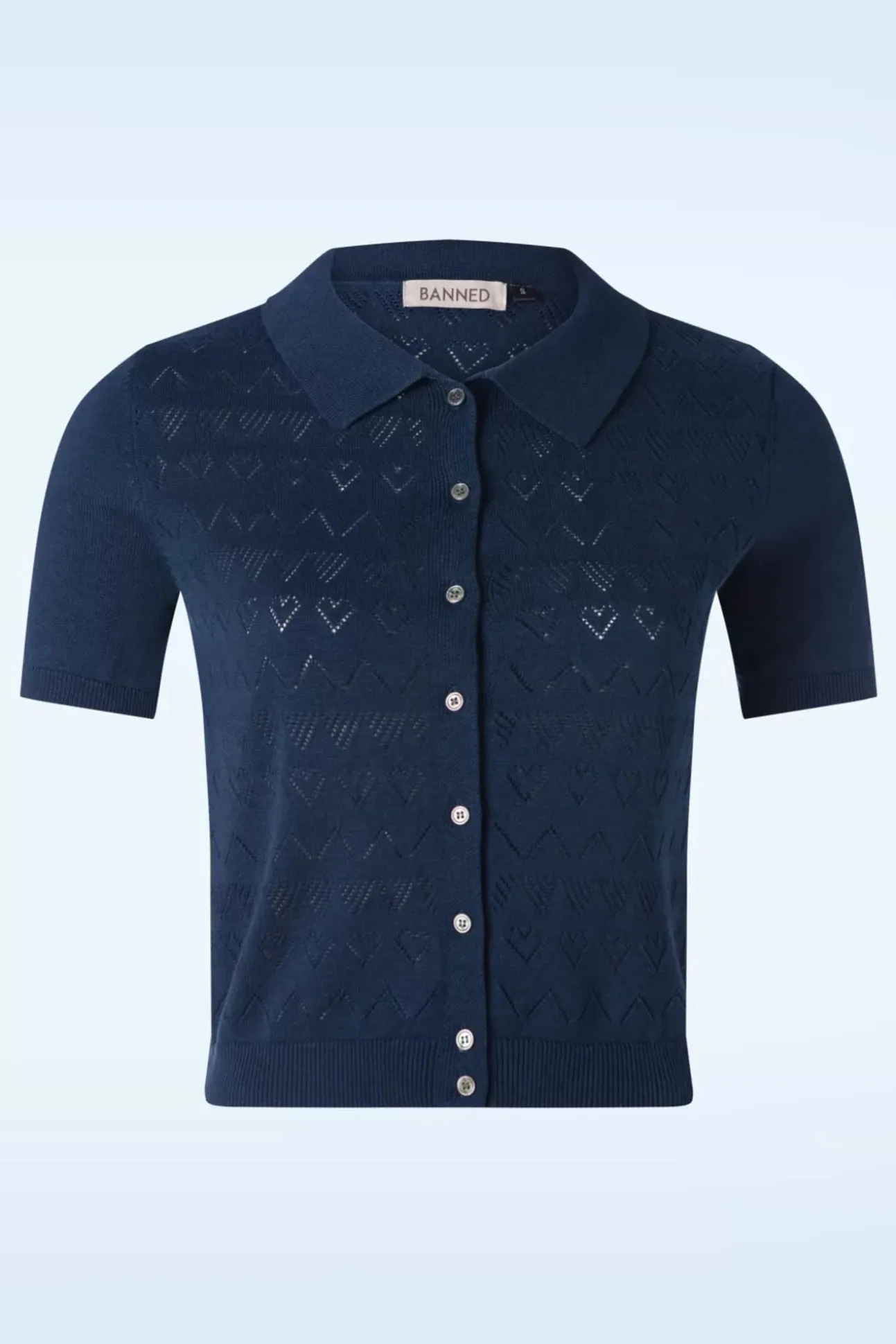 Heart Waves Cardigan In Marineblauw