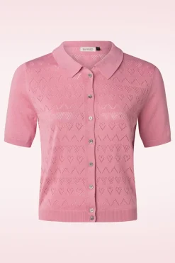 Heart Waves Cardigan In Roze