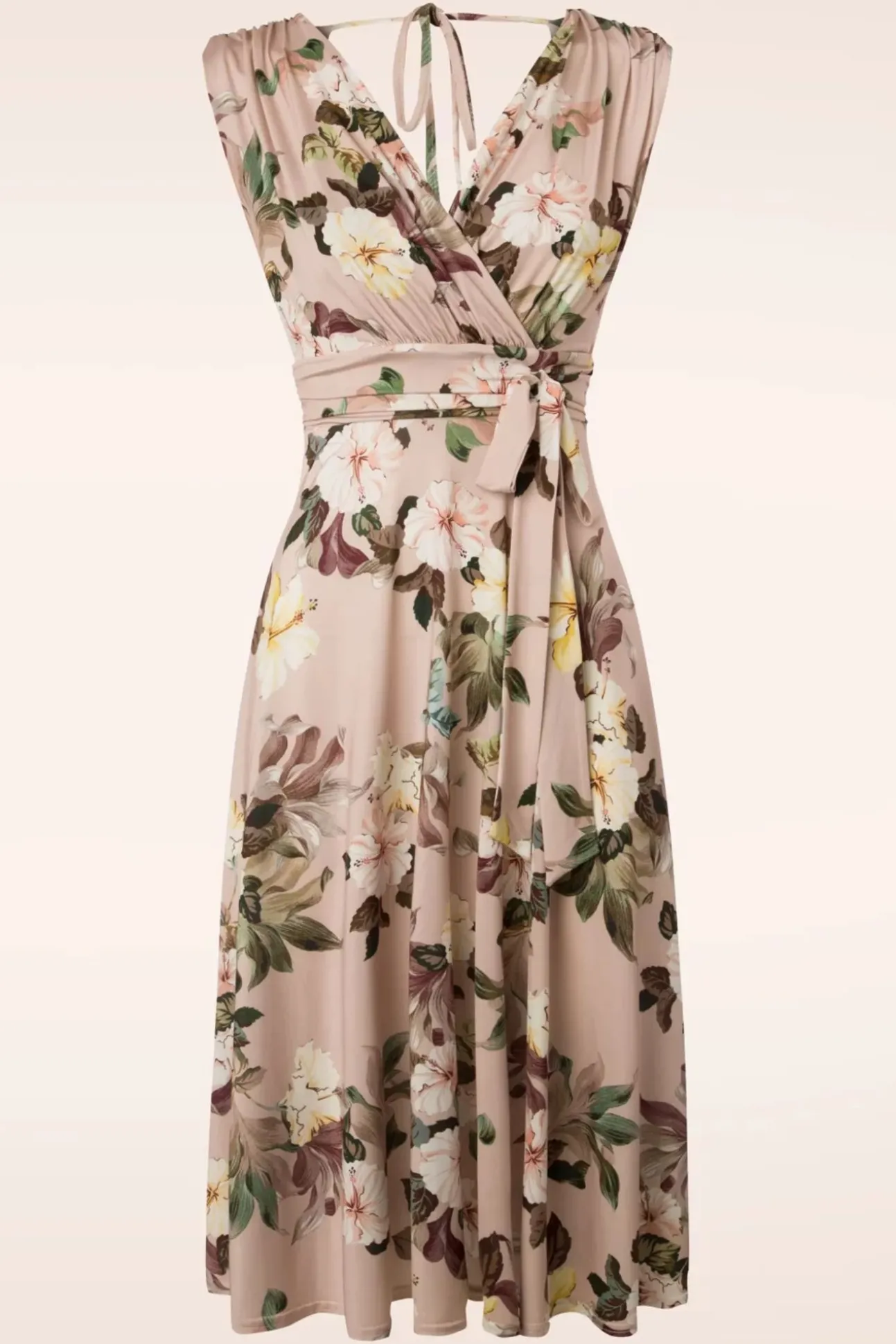 Jane Bloemen Midi-Jurk In Lichtroze