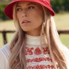 Julia Straw Cloche Hoed In Rood