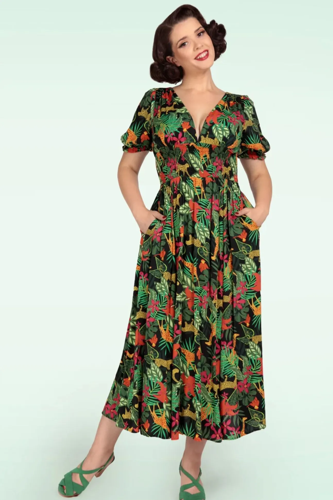 Juliette Jungle Maxi Jurk In Zwart