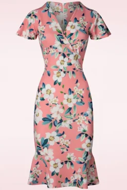 Katie Pencil Jurk Met Bloemenprint In Perzik