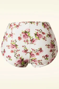 Klassieke Bloemenromantische Bikinibroek In Creme