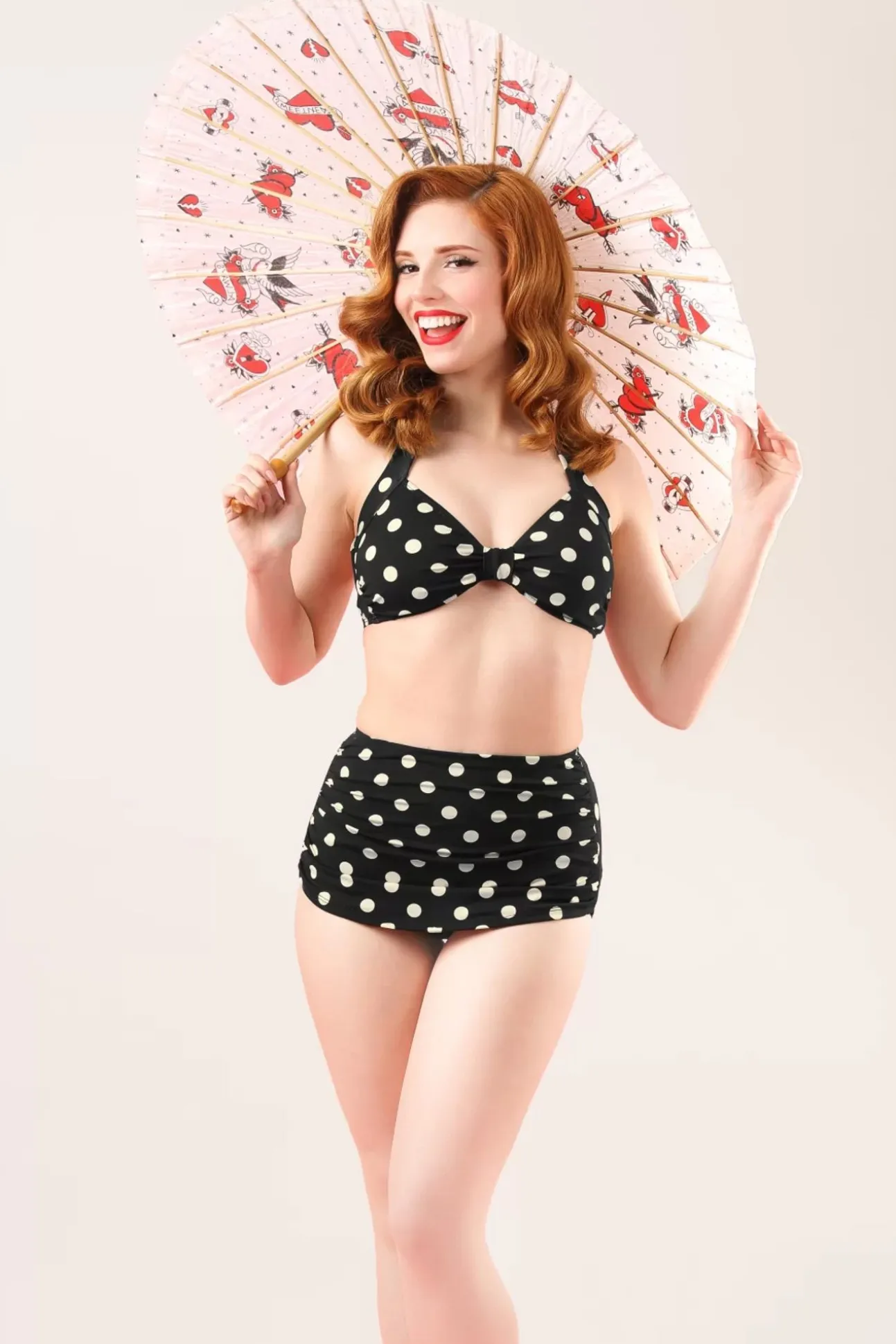 Klassieke Polka-Bikinibroek In Zwart En Wit