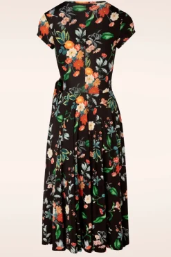 Layla Floral Gekruiste Jurk In Zwart