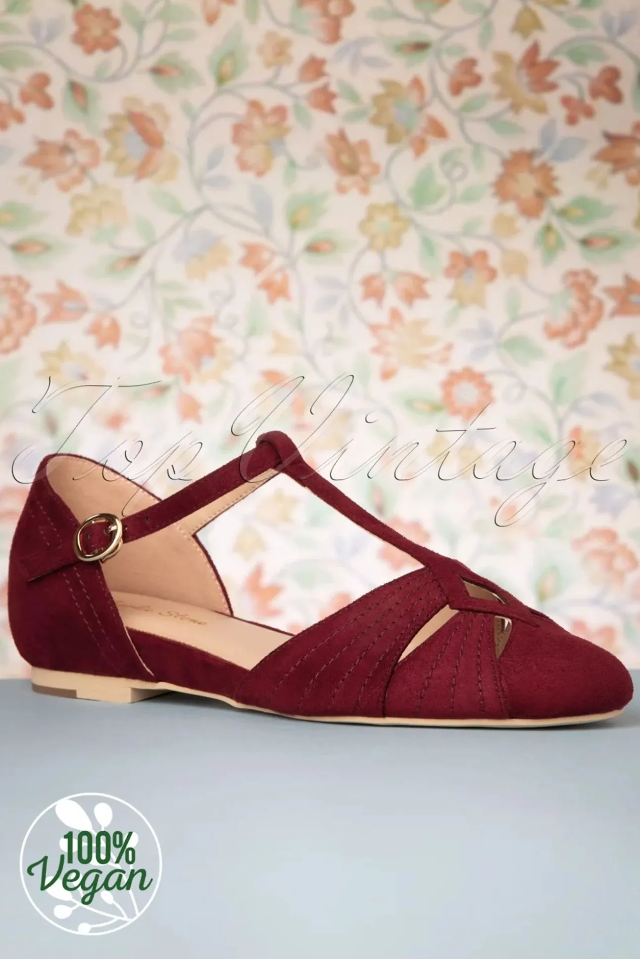 London T-Strap Flats In Wijnrood