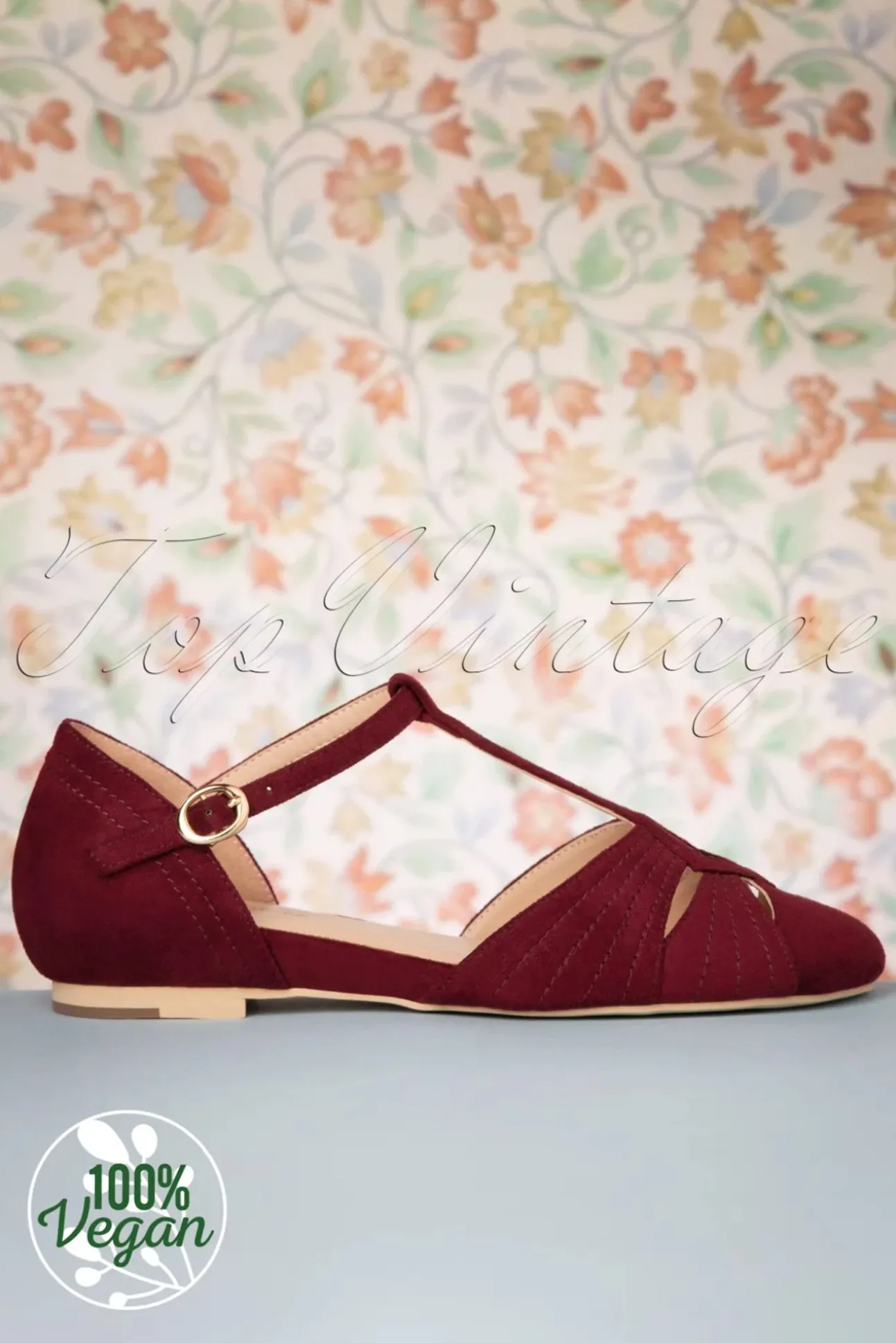 London T-Strap Flats In Wijnrood