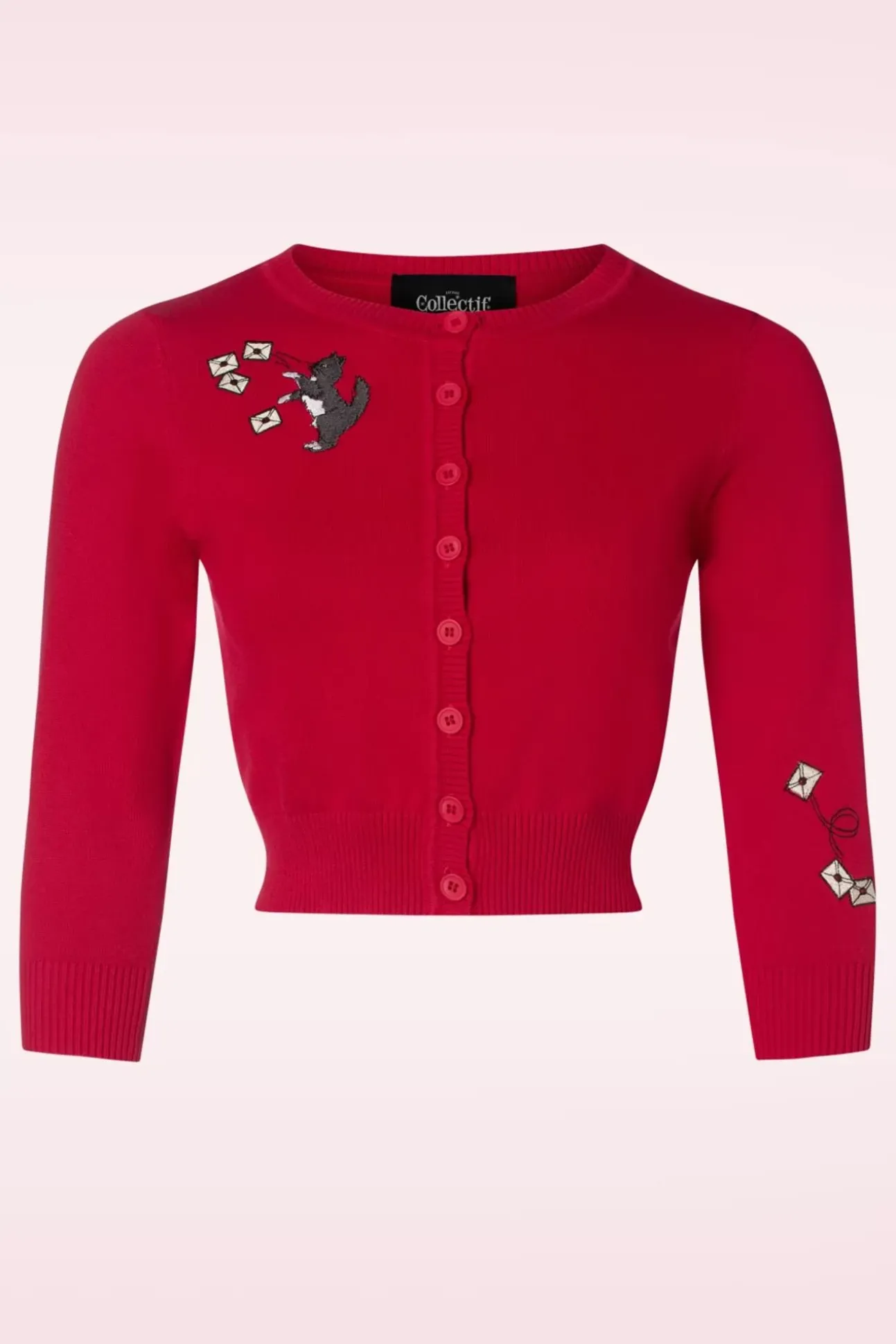 Lucy Posty Cat Cardigan In Rood