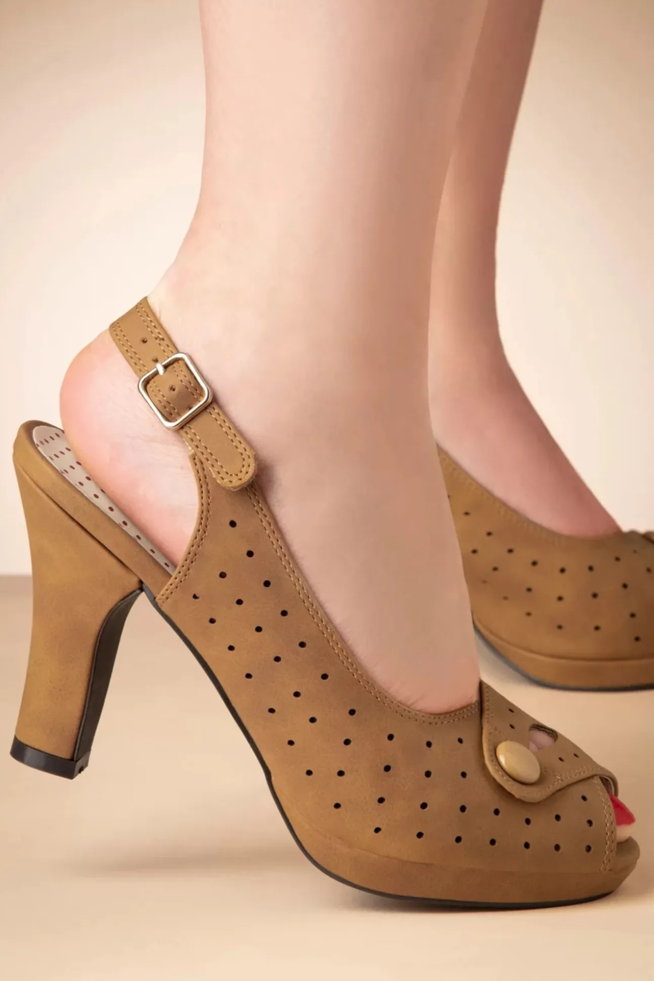 Lydia High Heeled Peeptoe Sandaletten In Bruin