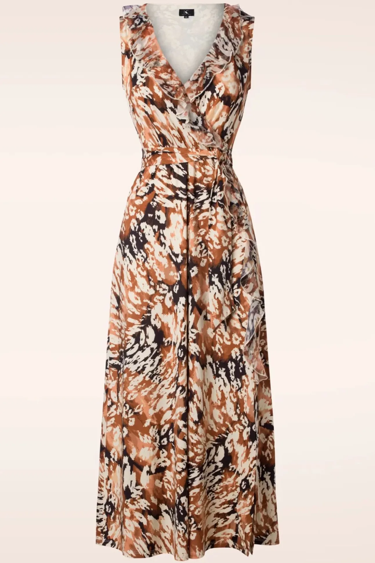 Lyla Luipaard Maxi Jurk In Bruin
