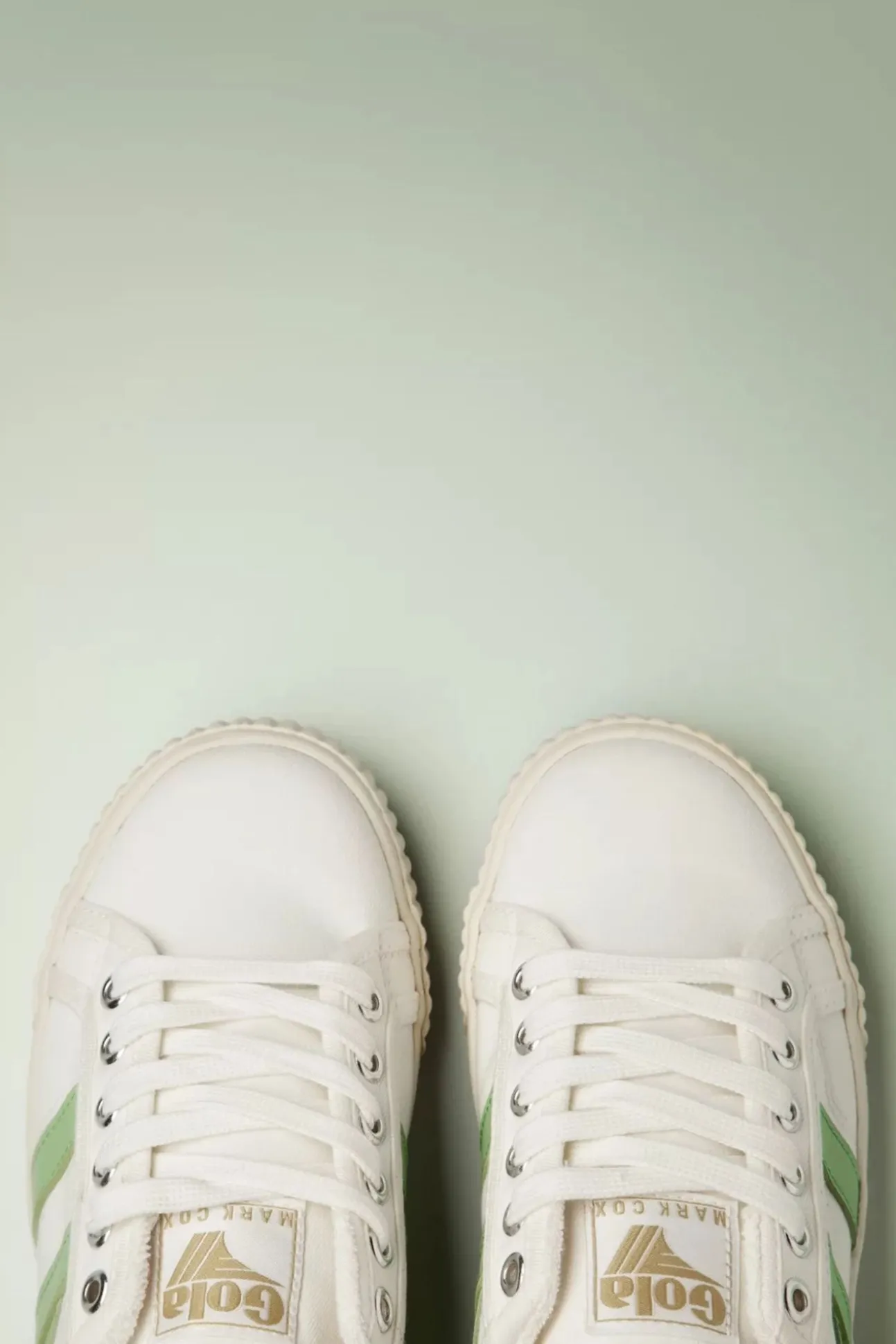 Mark Cox Tennis Sneakers In Gebroken Wit En Patina Groen