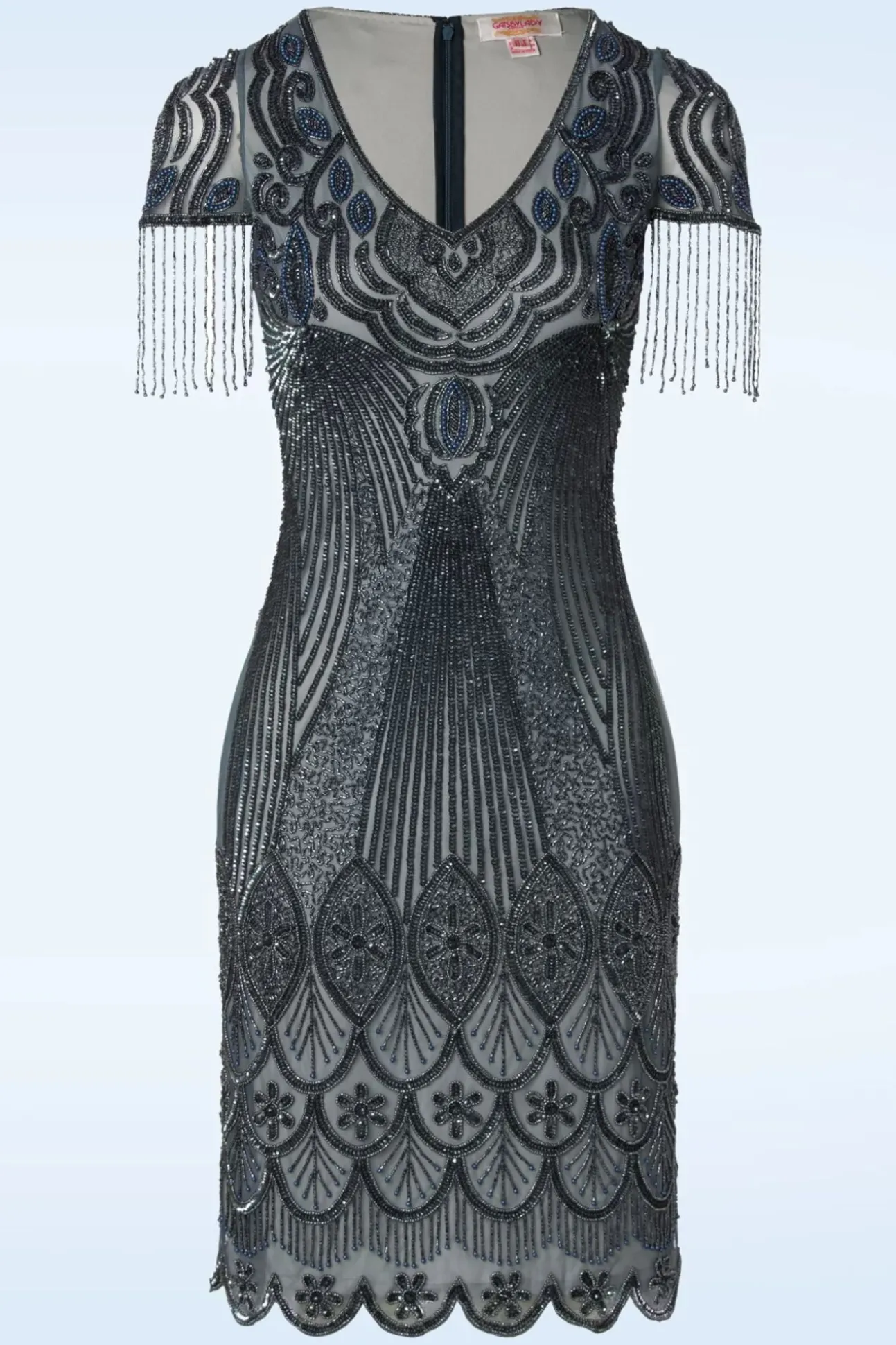 Marta Flapper Jurk In Blauw En Grijs
