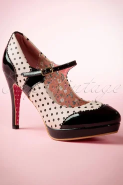 Mary Jane Pumps In Zwart En Beige Roze