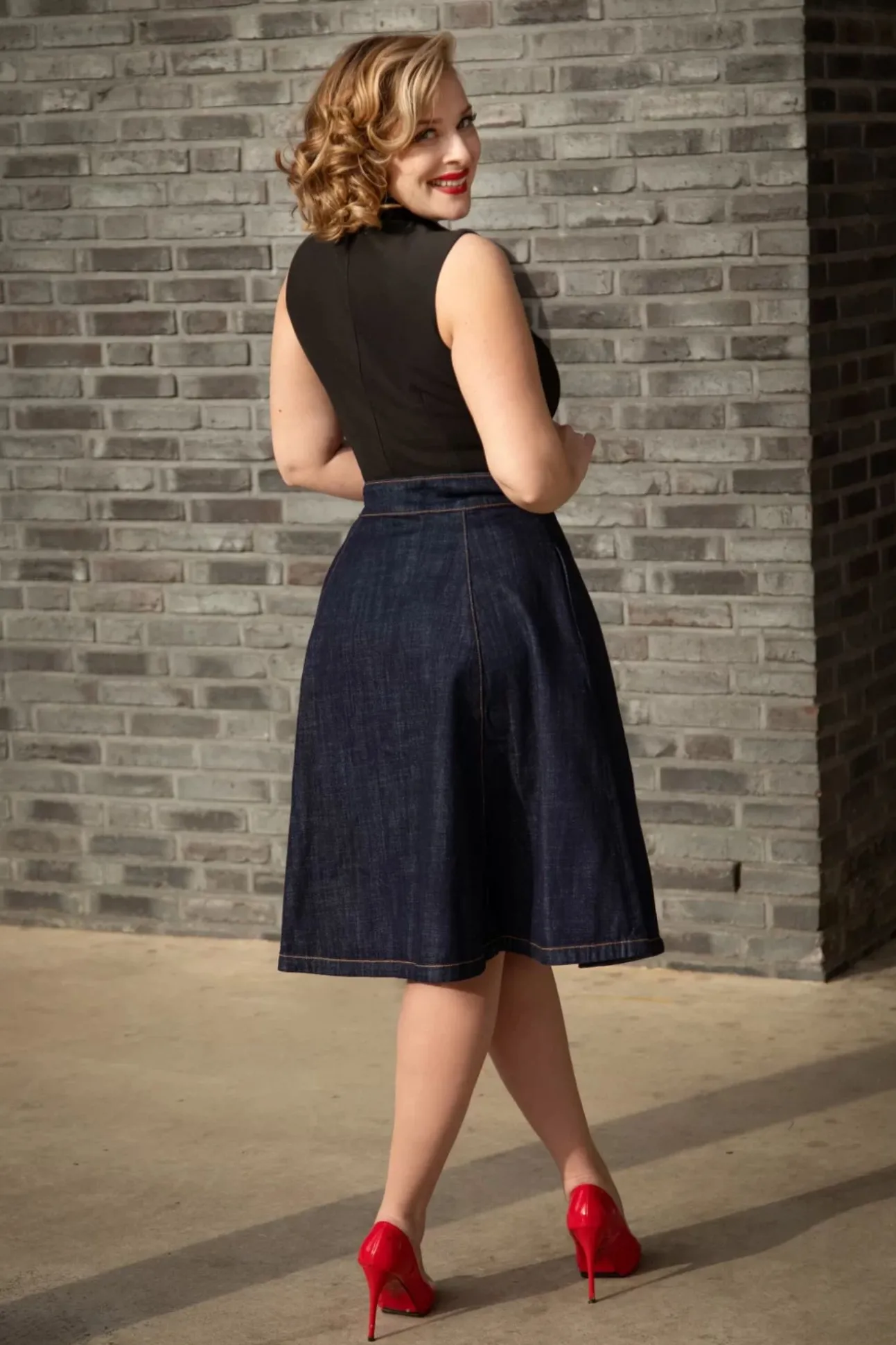 Mona Lee Swing Rok In Donkerdenim