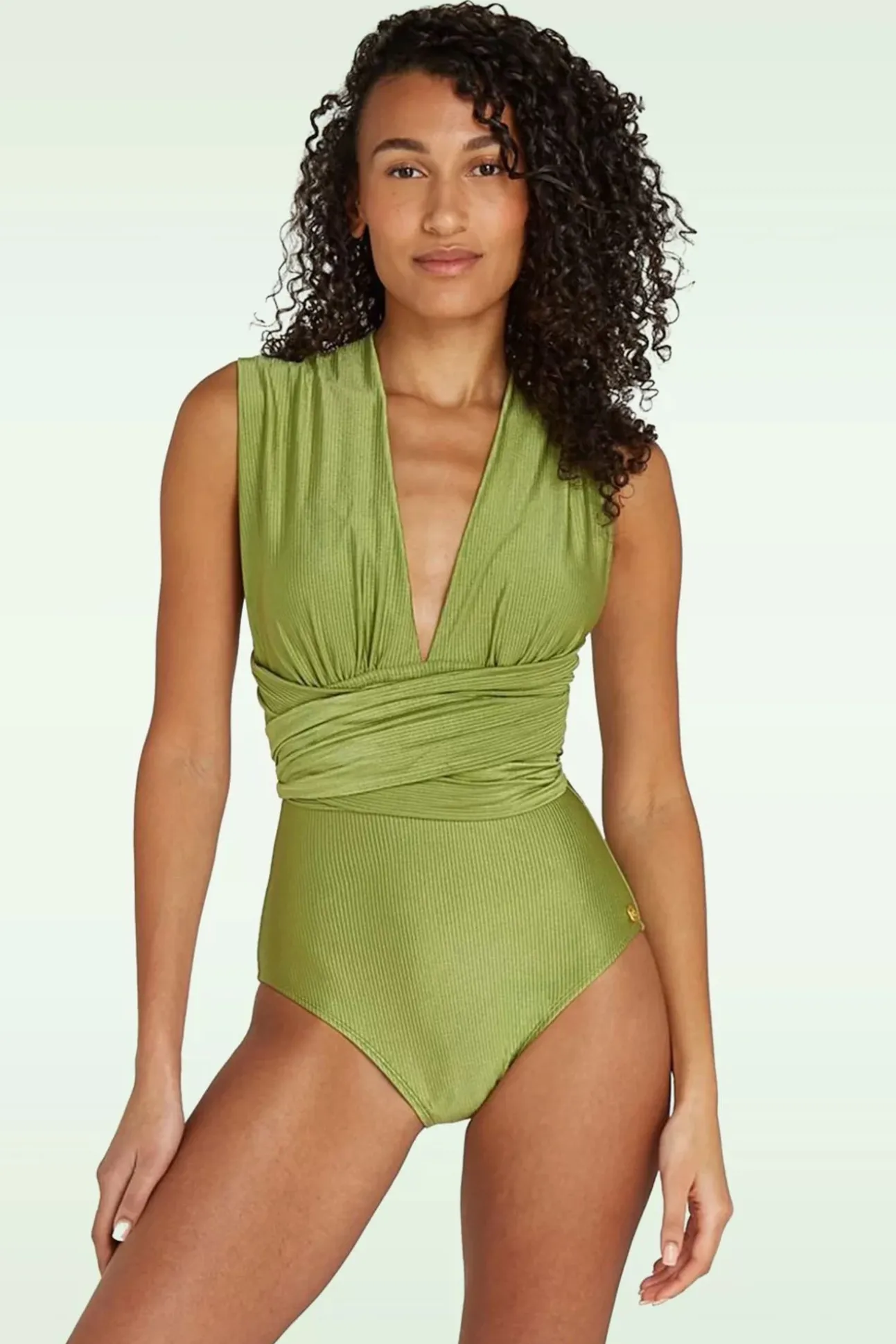 Multiway Badpak In Shiny Groen Rib