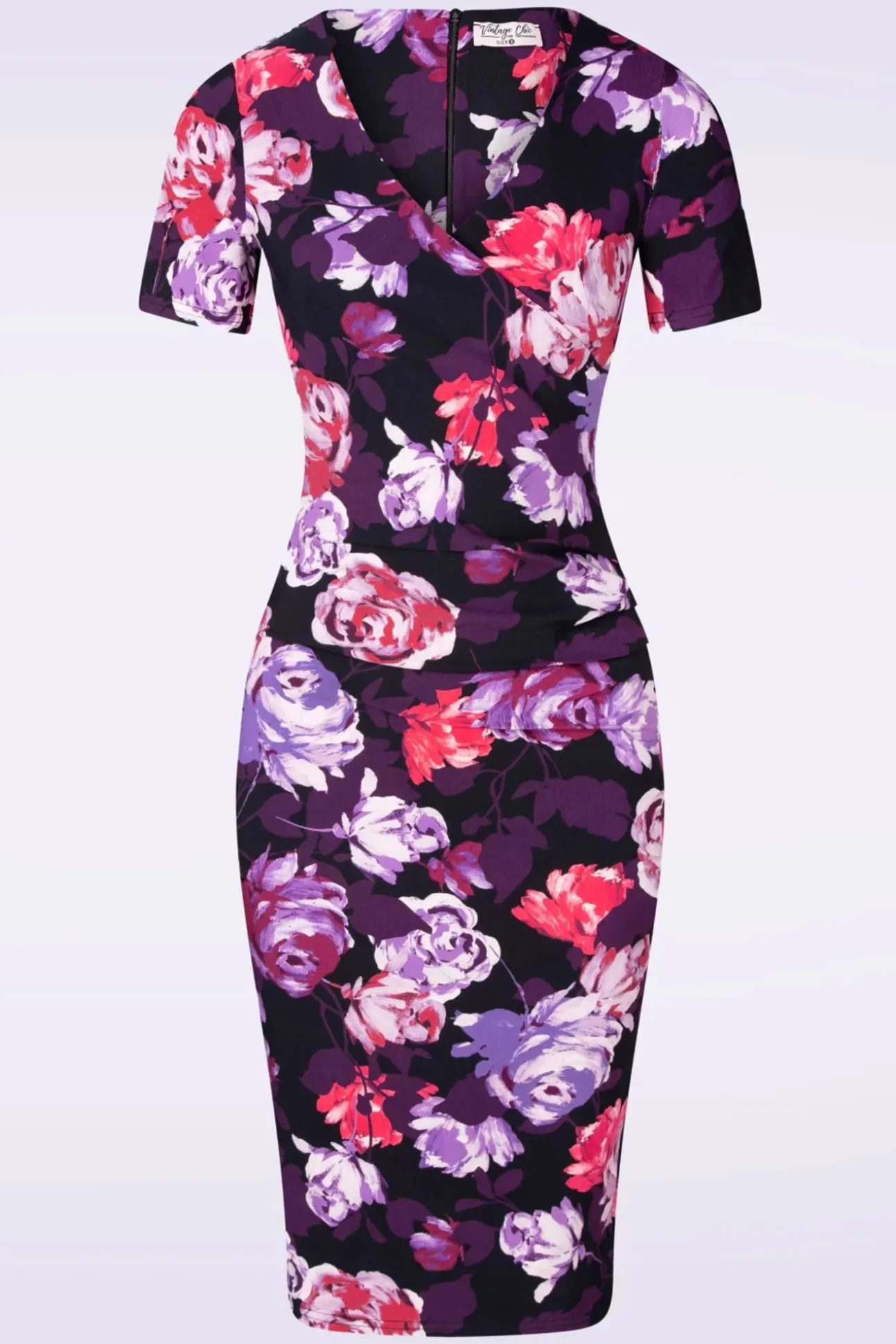 Noa Floral Pencil Jurk In Paars En Rood