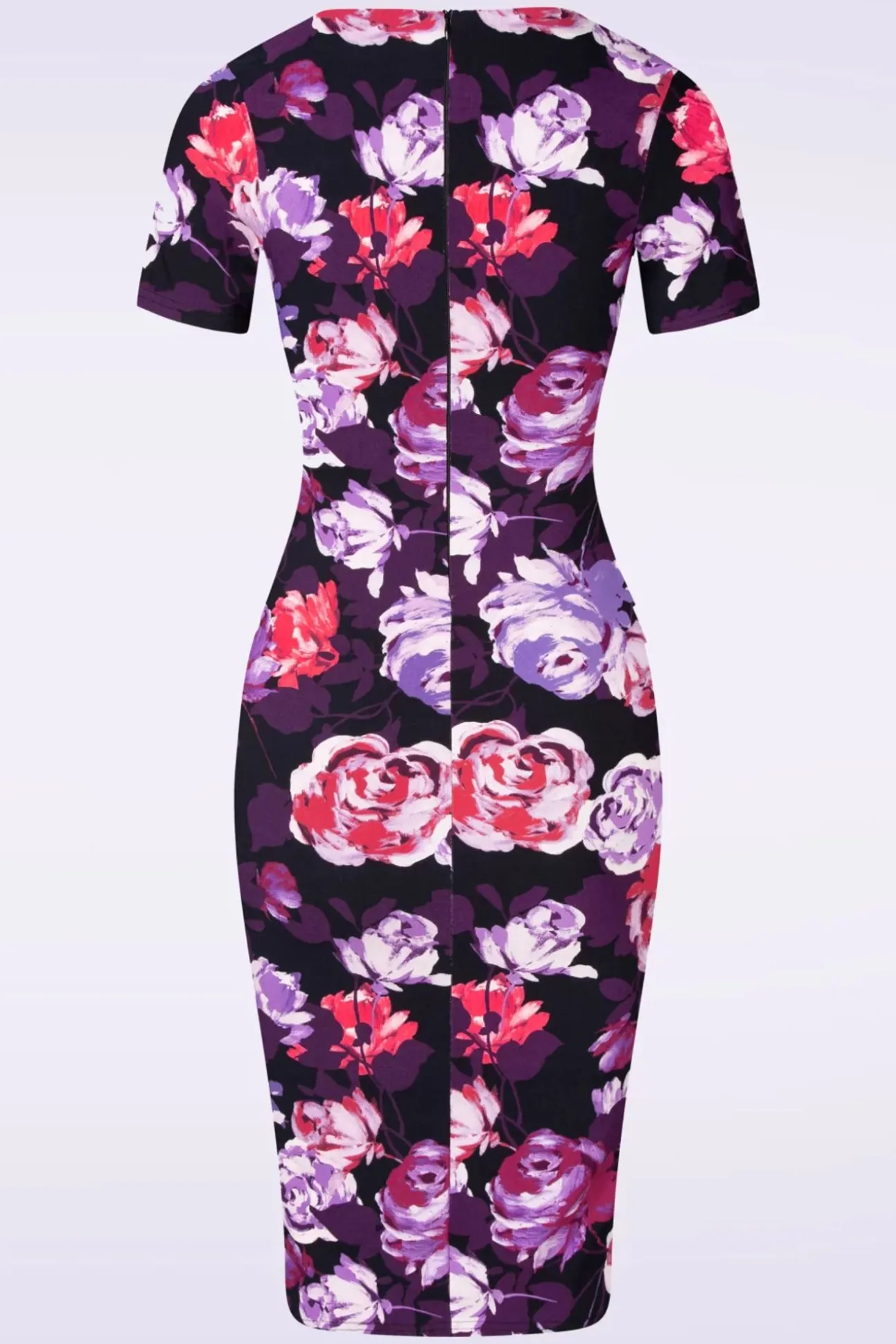 Noa Floral Pencil Jurk In Paars En Rood