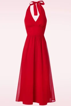Olive Halter Jurk In Rood