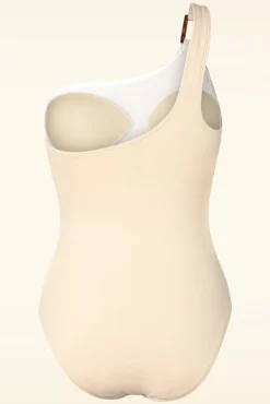 One Shoulder Badpak In Ecru
